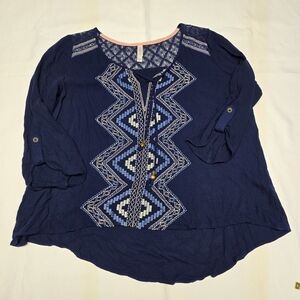 Womens L Boho Rayon Tunic Top